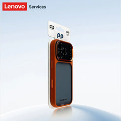 Lenovo Luxury Orange Shield Matte Transparent Phone Case For iPhone 16 17 Pro Max New Metal Buttons Skin Feel Shockproof Cover