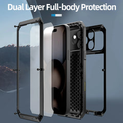 Luxury Heavy Duty Case For iPhone 17 16 15 Pro Max Plus Metal Heavy Duty 360 Full Body Shockproof Armour Protective Cover Fundas