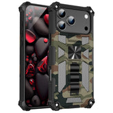 Military Camouflage Armor TPU Case For iPhone 17 Pro Max/17 Pro/Air 16 15 14 13 12 11 16E Built-in Kickstand Magnetic Cover
