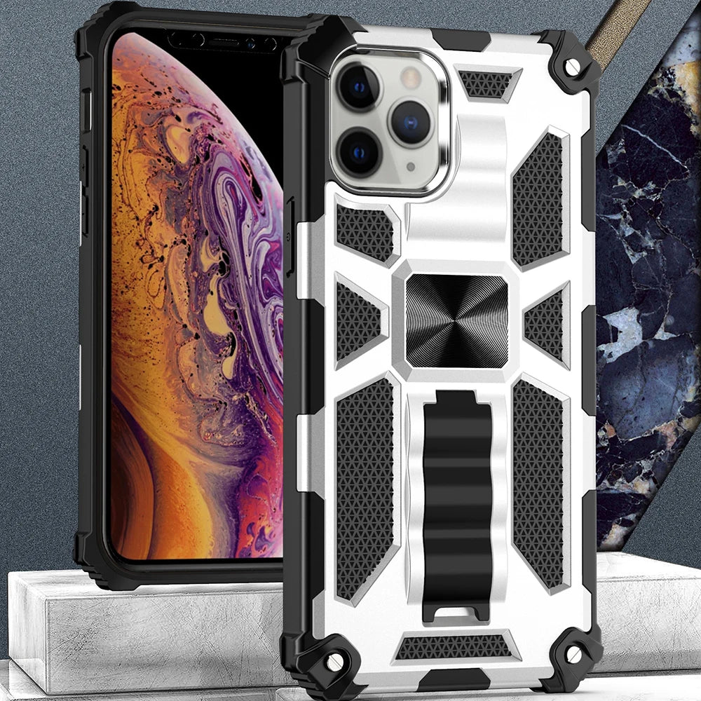 New For iPhone 11 12 13 14 15 16 PLUS 17 Pro MAX 17Air Hybrid Armor Military Grade Camouflage Built-in Kickstand Case