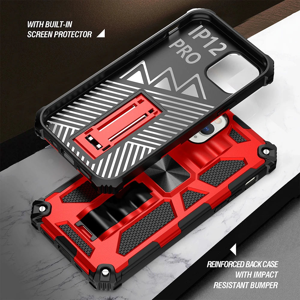 New For iPhone 11 12 13 14 15 16 PLUS 17 Pro MAX 17Air Hybrid Armor Military Grade Camouflage Built-in Kickstand Case