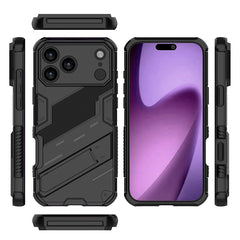 New Solid Armor Cyber Shockproof Phone Case For iPhone 17 Pro Max 17 AIR With Stand Holder Cover Protective Shell