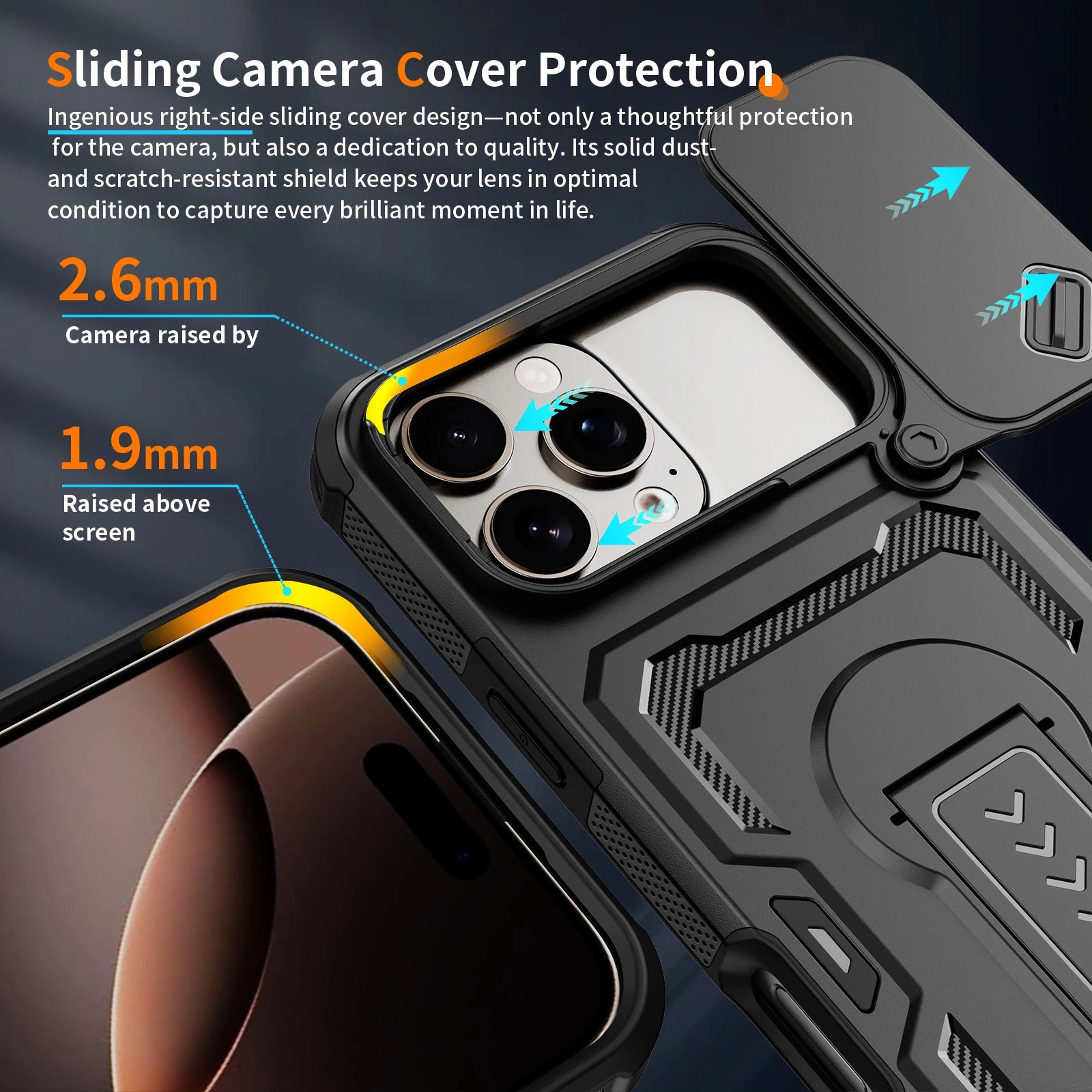 Armor Slide Camera Protection Stand Holder Case for Iphone 17 Pro Max Air 16 Plus Iphone17 Iphone16 Ip17 for Iphone 17