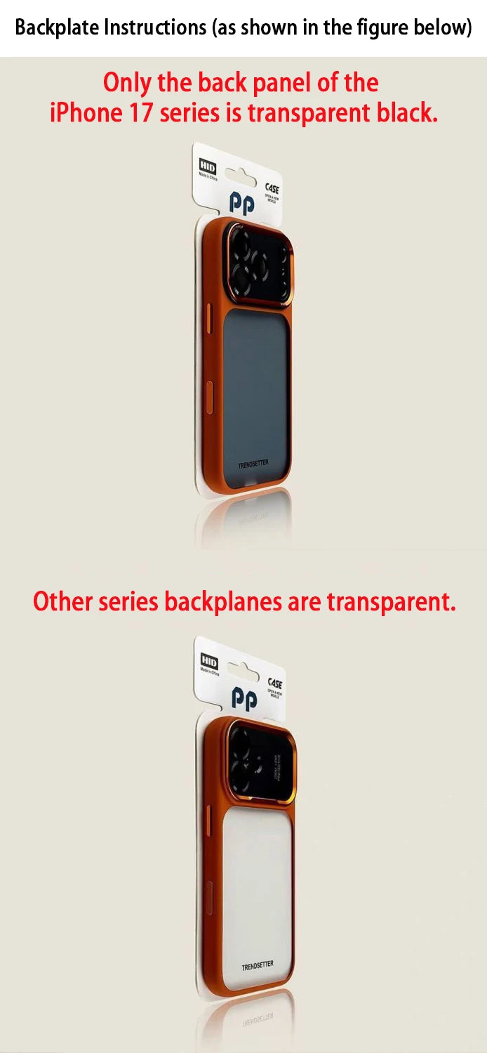 Lenovo Luxury Orange Shield Matte Transparent Phone Case For iPhone 16 17 Pro Max New Metal Buttons Skin Feel Shockproof Cover