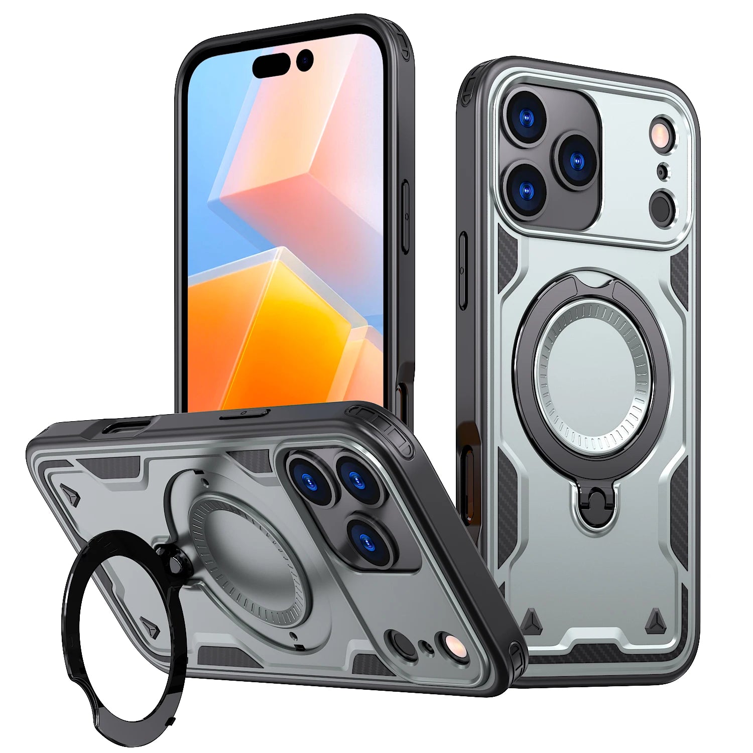 Armor Shockproof Case For iPhone 11 12 13 14 15 16 Plus 16e Air 17 Pro Max 360° Rotating Magnetic Stand TPU Plastic Back Cover