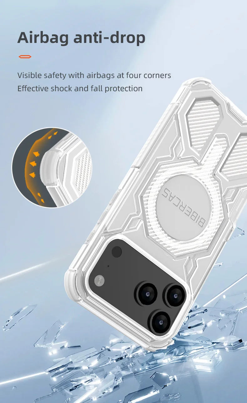Military Armor Phone Case For iPhone 17 16 15 14 13 Pro Max 17Air 16E Magnetic Wireless Charging Anti-Drop Protective Cover