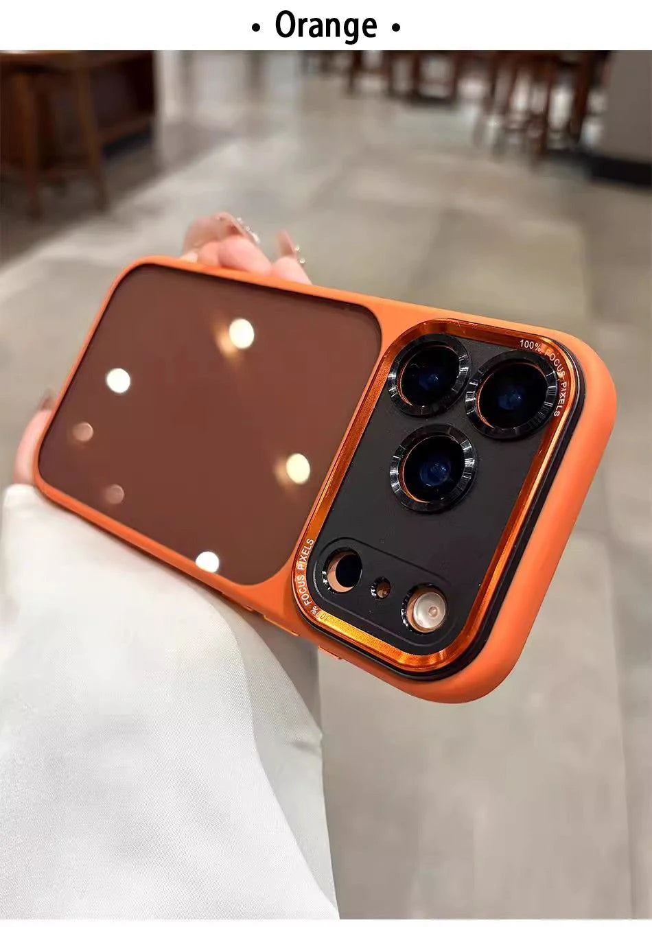 Lenovo Luxury Orange Shield Matte Transparent Phone Case For iPhone 16 17 Pro Max New Metal Buttons Skin Feel Shockproof Cover