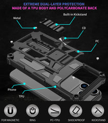 Military Camouflage Armor TPU Case For iPhone 17 Pro Max/17 Pro/Air 16 15 14 13 12 11 16E Built-in Kickstand Magnetic Cover