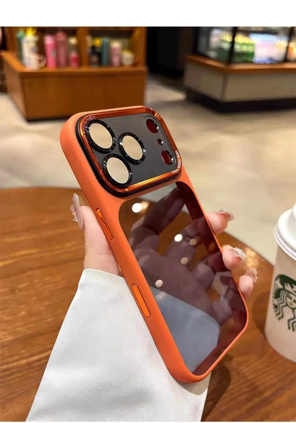 Lenovo Luxury Orange Shield Matte Transparent Phone Case For iPhone 16 17 Pro Max New Metal Buttons Skin Feel Shockproof Cover