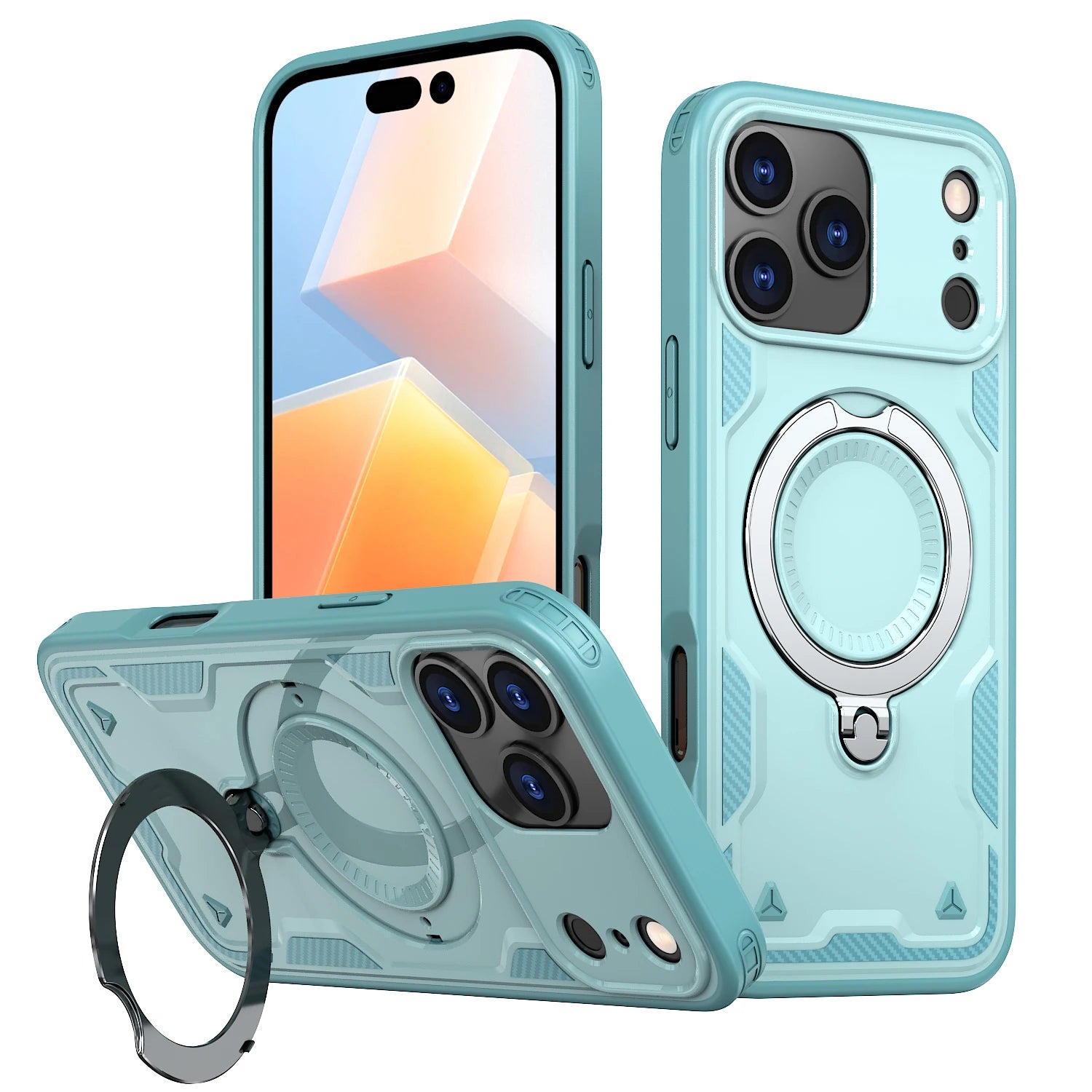 Armor Shockproof Case For iPhone 11 12 13 14 15 16 Plus 16e Air 17 Pro Max 360° Rotating Magnetic Stand TPU Plastic Back Cover