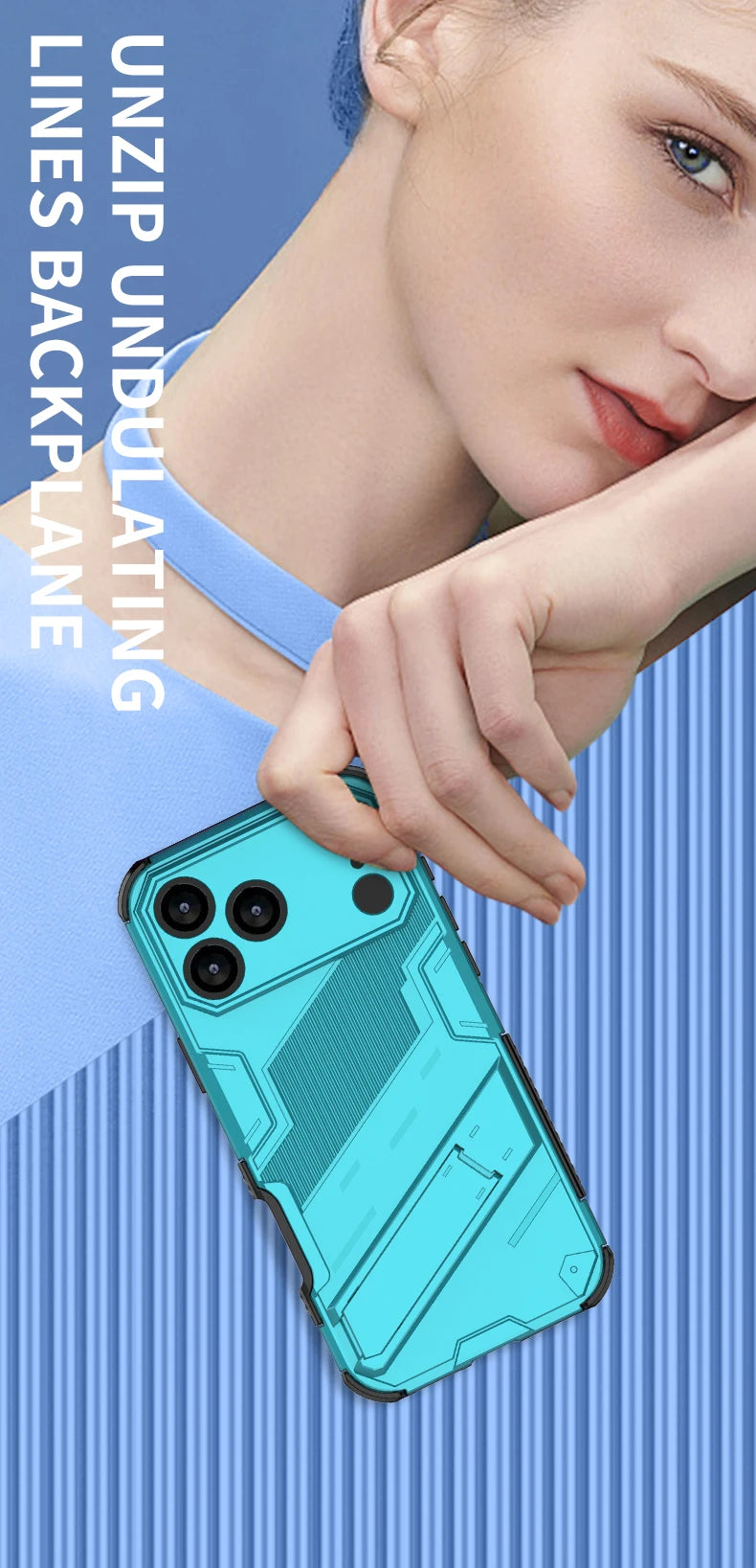 New Solid Armor Cyber Shockproof Phone Case For iPhone 17 Pro Max 17 AIR With Stand Holder Cover Protective Shell