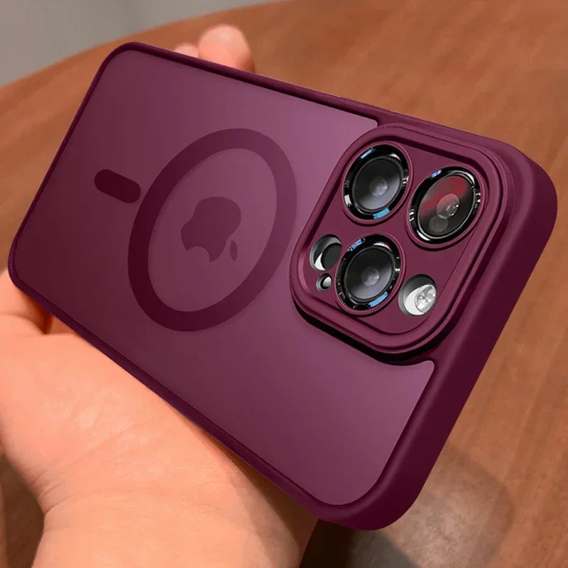 Magnetic Luxury Matte Translucent Armor Shockproof Case For iPhone 16 15 14 13 12 17 Pro Max Plus Magsafe Wireless Charge Cover