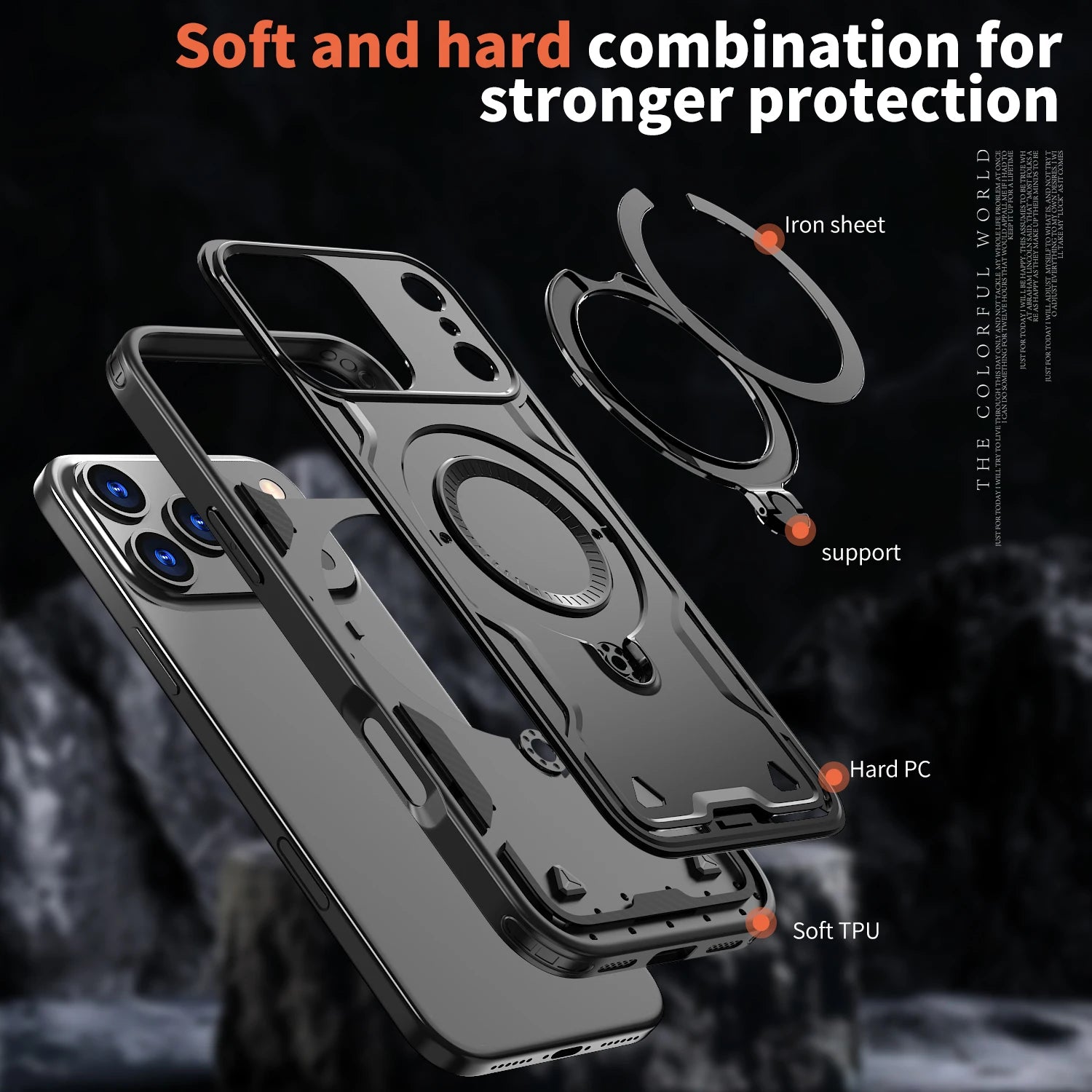 Armor Shockproof Case For iPhone 11 12 13 14 15 16 Plus 16e Air 17 Pro Max 360° Rotating Magnetic Stand TPU Plastic Back Cover