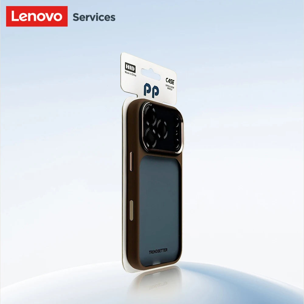 Lenovo Luxury Orange Shield Matte Transparent Phone Case For iPhone 16 17 Pro Max New Metal Buttons Skin Feel Shockproof Cover