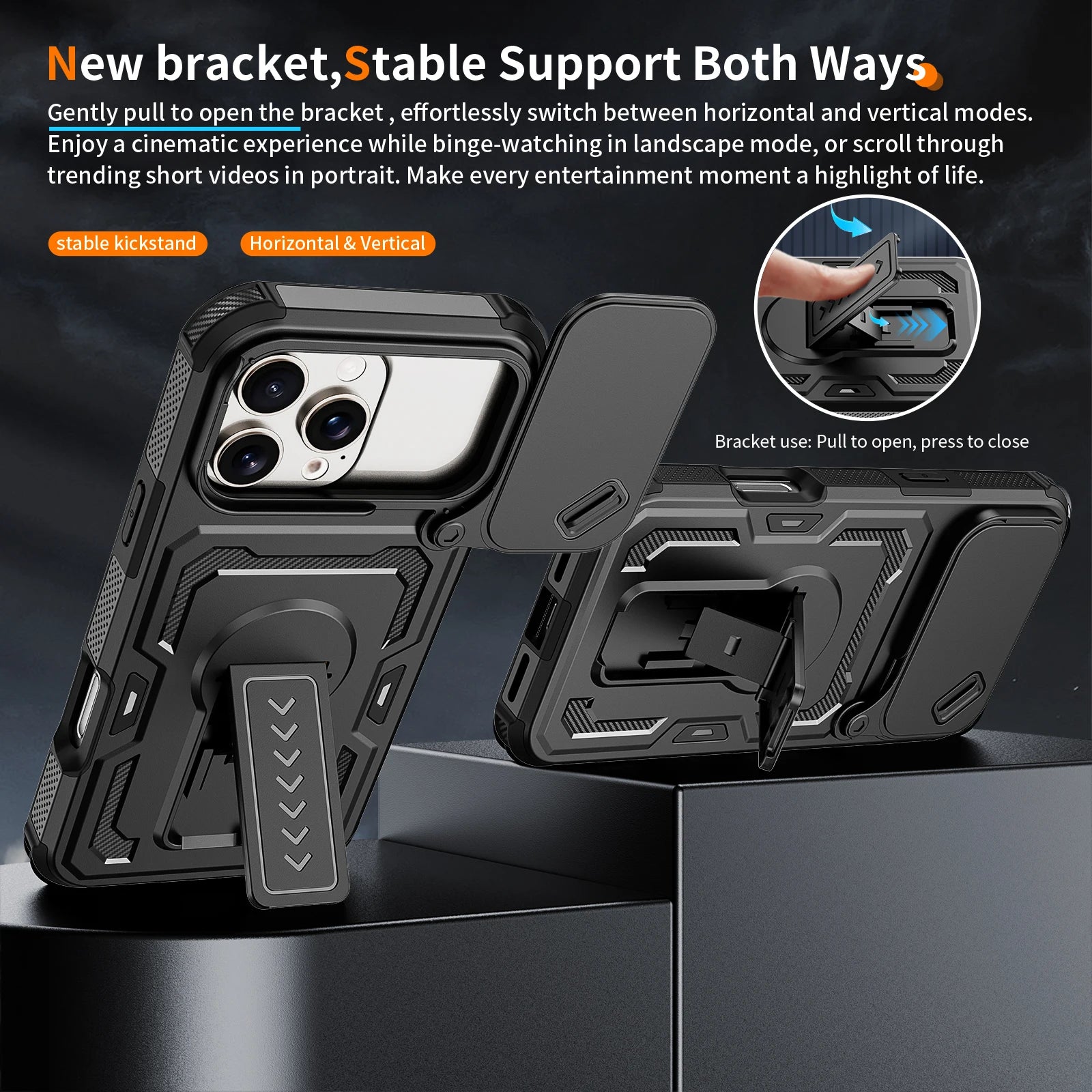 Armor Slide Camera Protection Stand Holder Case for Iphone 17 Pro Max Air 16 Plus Iphone17 Iphone16 Ip17 for Iphone 17