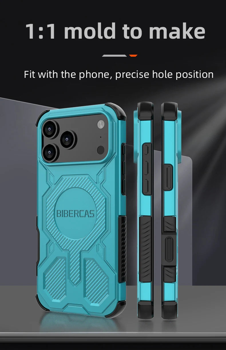 Military Armor Phone Case For iPhone 17 16 15 14 13 Pro Max 17Air 16E Magnetic Wireless Charging Anti-Drop Protective Cover