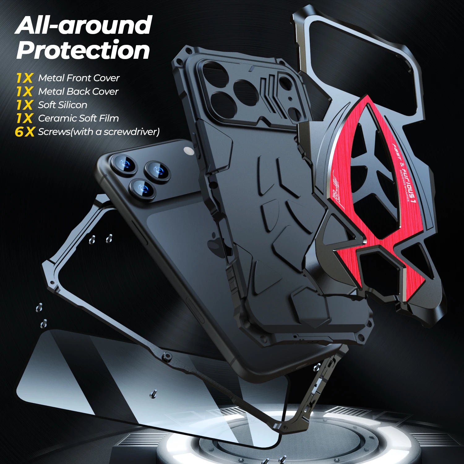 Original Luphie Metal Armor Case For Apple Iphone 17 16 15 14 13 Pro max Military Shockproof Rubber Full Rugged Shockproof Cover