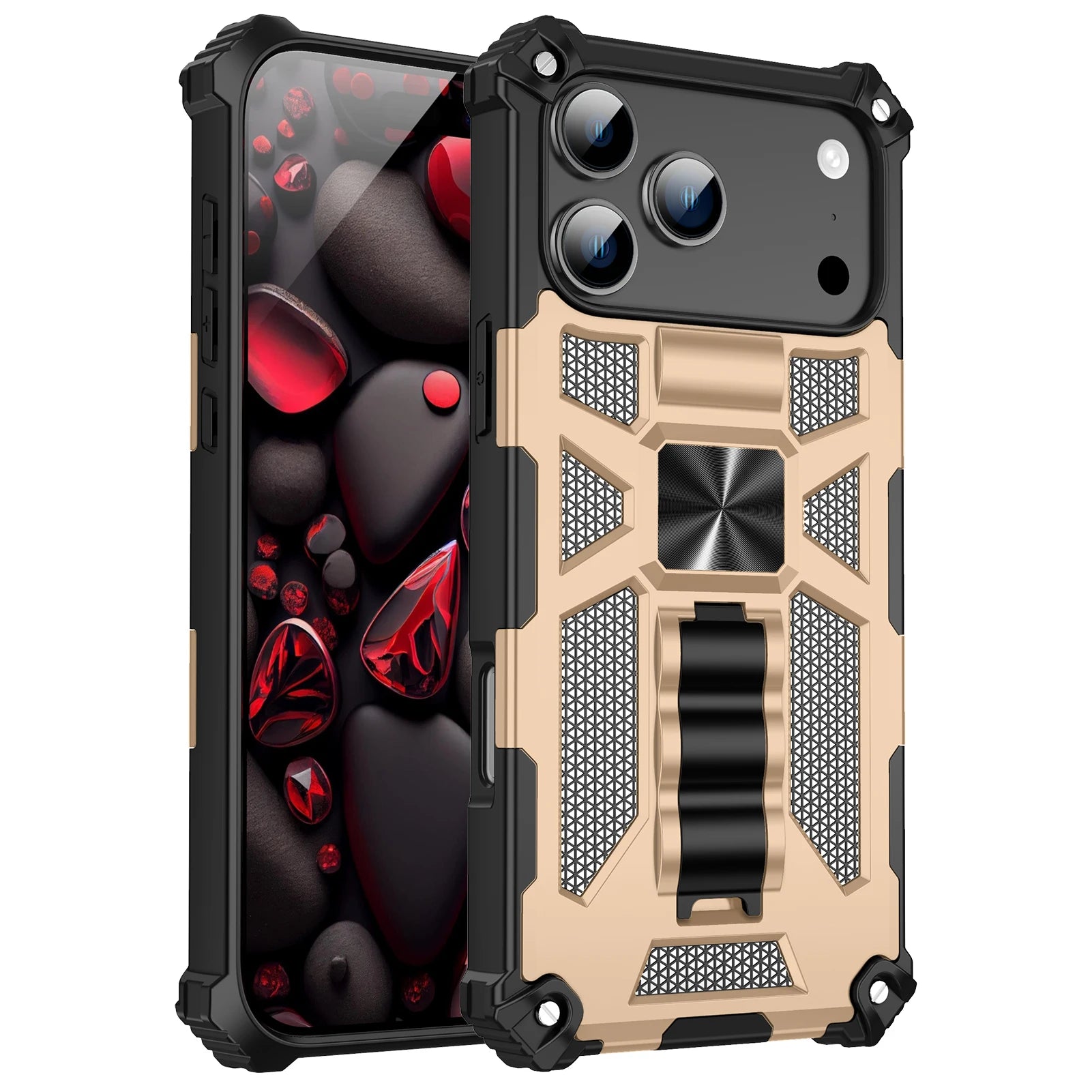 Military Camouflage Armor TPU Case For iPhone 17 Pro Max/17 Pro/Air 16 15 14 13 12 11 16E Built-in Kickstand Magnetic Cover
