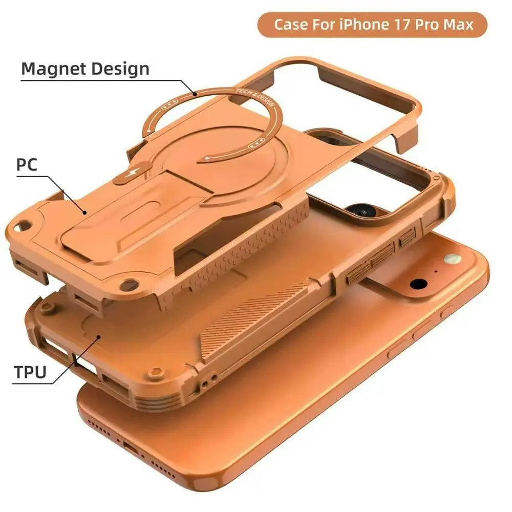 For iphone 17 Pro Military Protective Hard Armor Strong Magsafe Magnetic Case for Iphone17 Pro Max 17Pro 17proMax Holder Cover