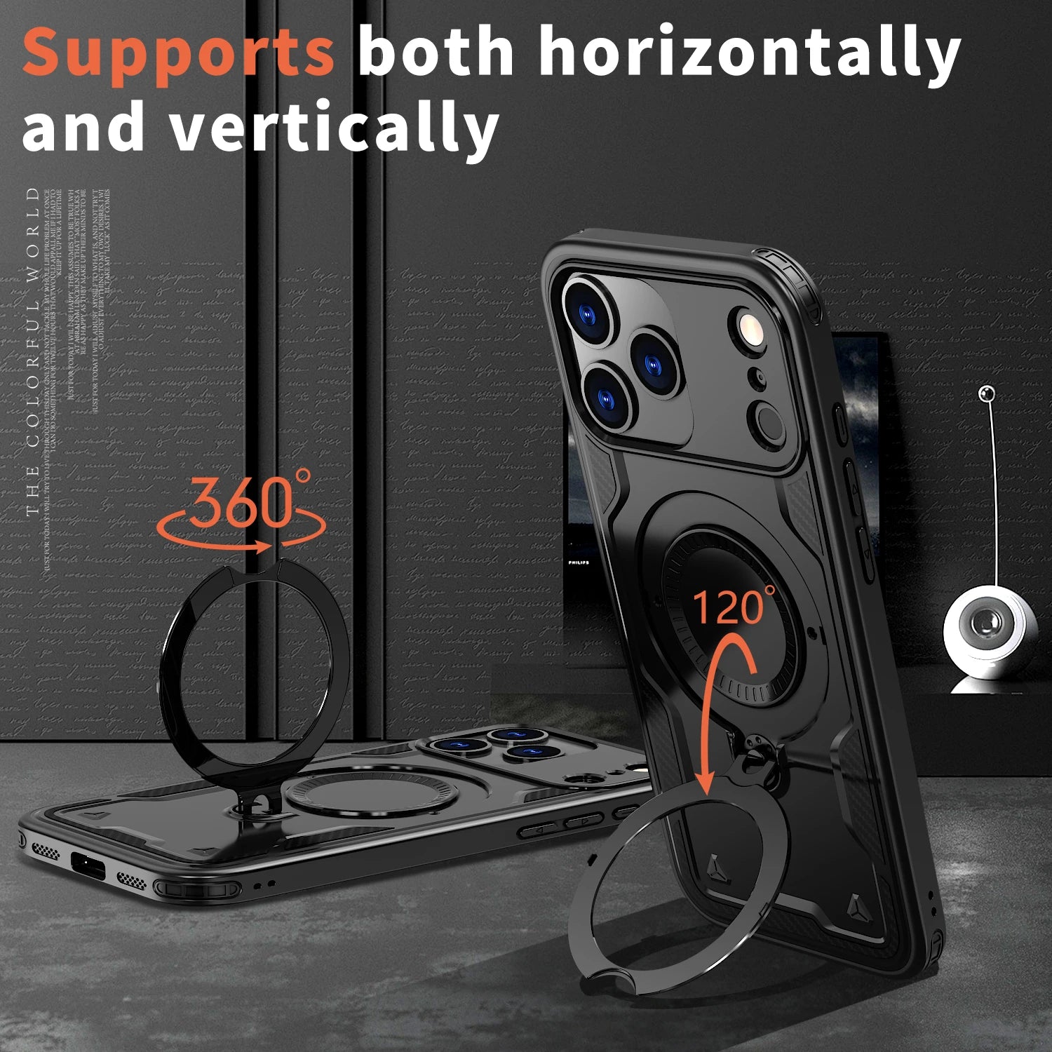 Armor Shockproof Case For iPhone 11 12 13 14 15 16 Plus 16e Air 17 Pro Max 360° Rotating Magnetic Stand TPU Plastic Back Cover