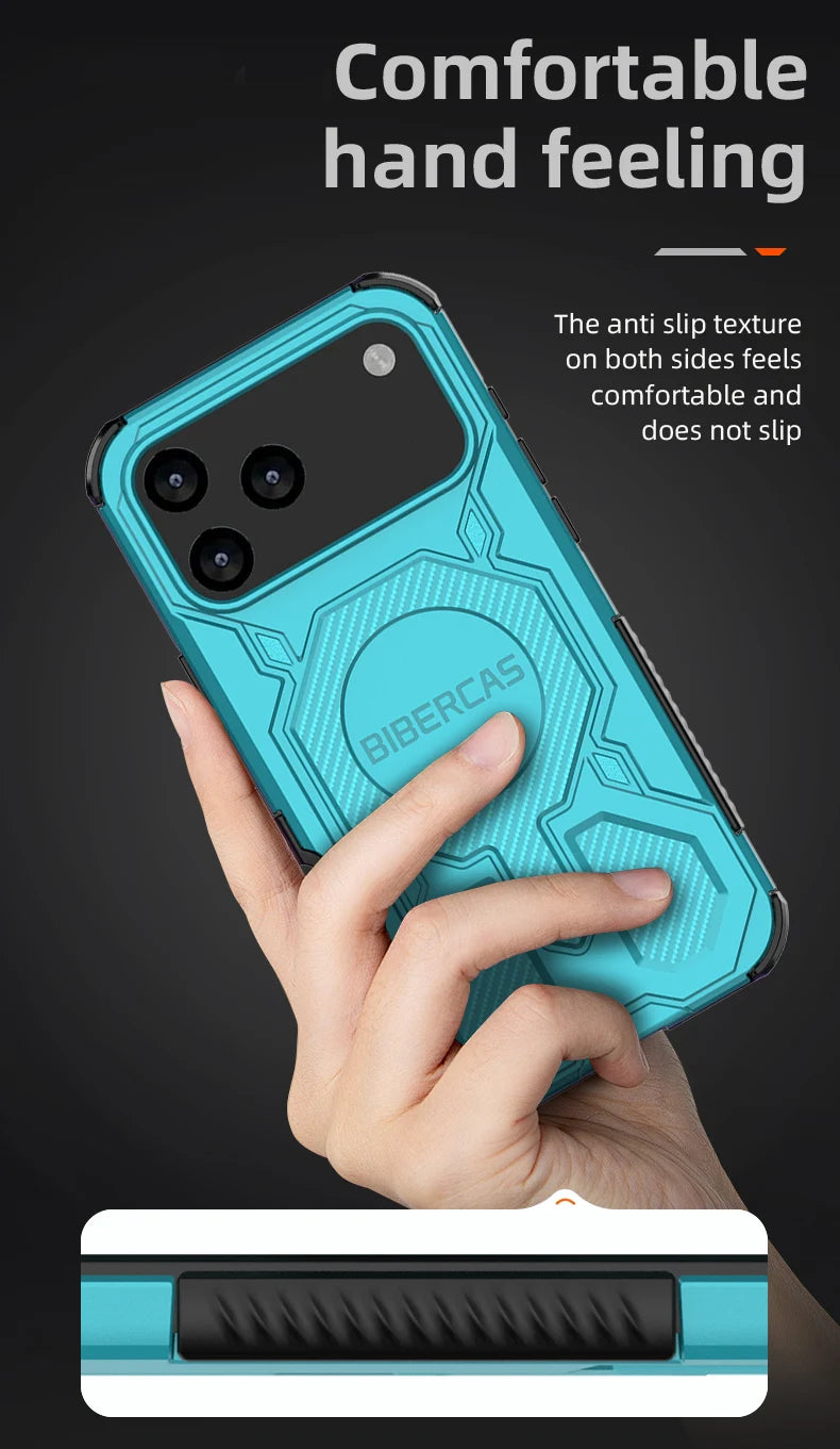 Military Armor Phone Case For iPhone 17 16 15 14 13 Pro Max 17Air 16E Magnetic Wireless Charging Anti-Drop Protective Cover