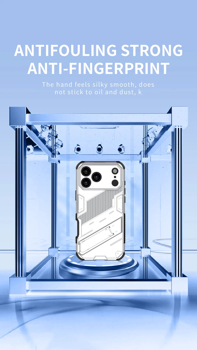 New Solid Armor Cyber Shockproof Phone Case For iPhone 17 Pro Max 17 AIR With Stand Holder Cover Protective Shell