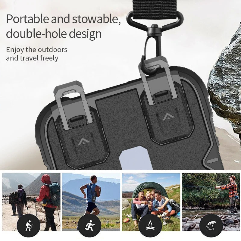 Heavy Duty Armor Magnetic Metal Bracket Phone Case for IPhone 17 Air 16 15 14 Plus 13 Pro Max Fall Prevention Lanyard Back Cover