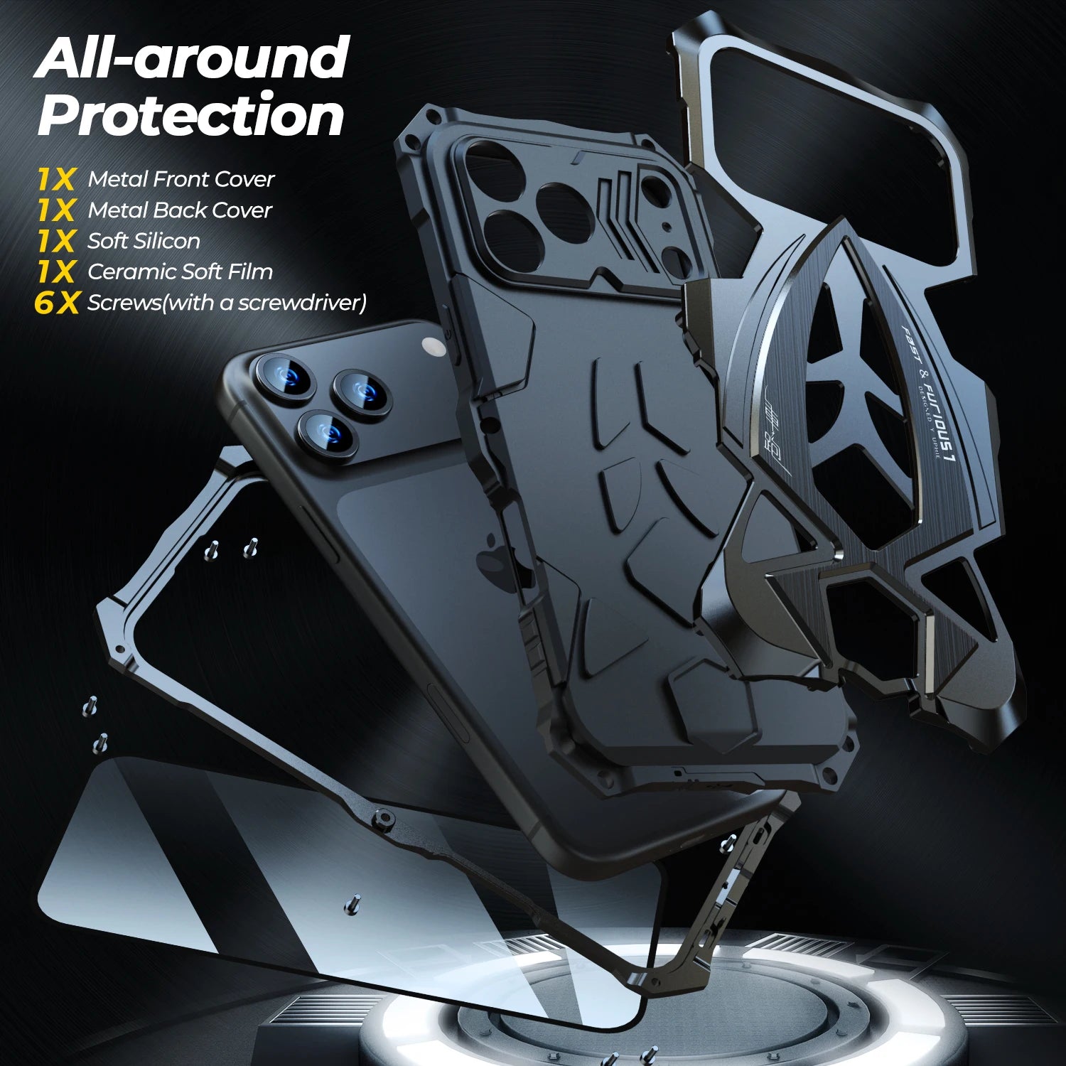 Original Luphie Metal Armor Case For Apple Iphone 17 16 15 14 13 Pro max Military Shockproof Rubber Full Rugged Shockproof Cover