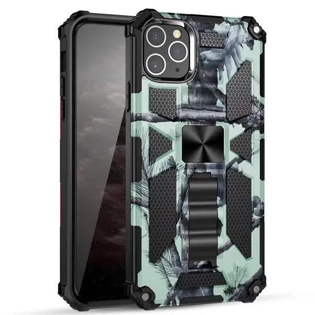 New For iPhone 11 12 13 14 15 16 PLUS 17 Pro MAX 17Air Hybrid Armor Military Grade Camouflage Built-in Kickstand Case