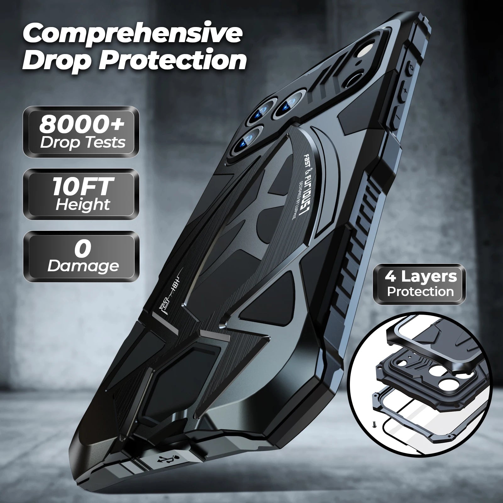 Original Luphie Metal Armor Case For Apple Iphone 17 16 15 14 13 Pro max Military Shockproof Rubber Full Rugged Shockproof Cover