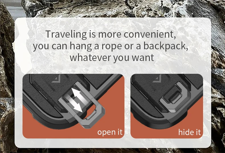 Heavy Duty Armor Magnetic Metal Bracket Phone Case for IPhone 17 Air 16 15 14 Plus 13 Pro Max Fall Prevention Lanyard Back Cover