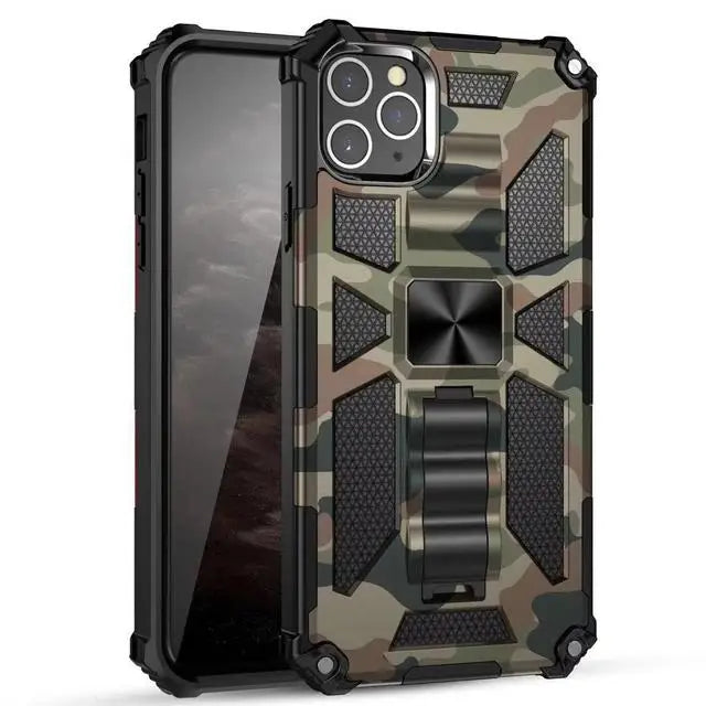 New For iPhone 11 12 13 14 15 16 PLUS 17 Pro MAX 17Air Hybrid Armor Military Grade Camouflage Built-in Kickstand Case