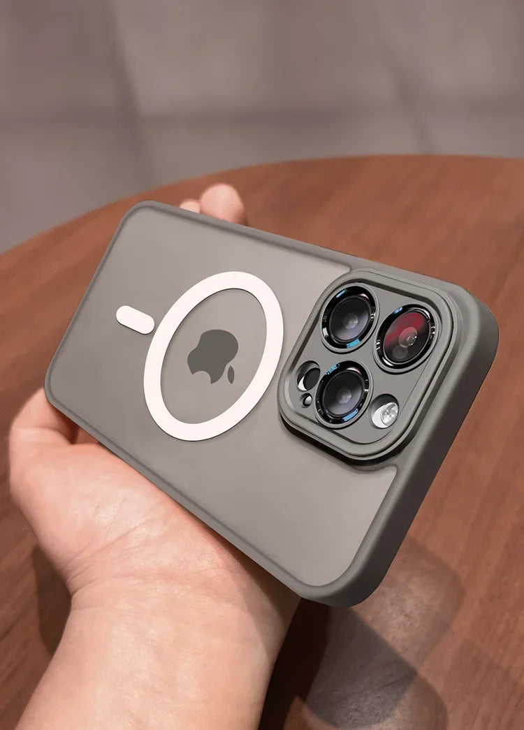 Magnetic Luxury Matte Translucent Armor Shockproof Case For iPhone 16 15 14 13 12 17 Pro Max Plus Magsafe Wireless Charge Cover