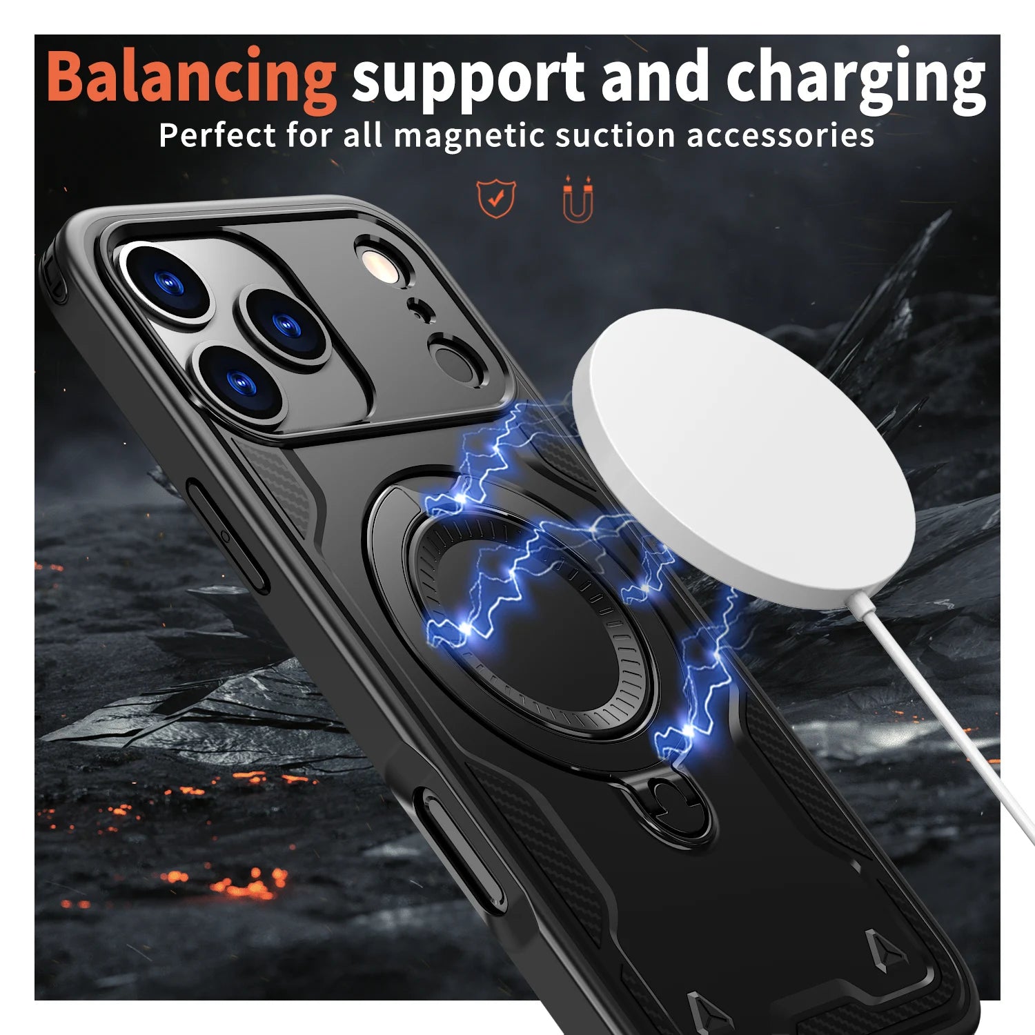 Armor Shockproof Case For iPhone 11 12 13 14 15 16 Plus 16e Air 17 Pro Max 360° Rotating Magnetic Stand TPU Plastic Back Cover