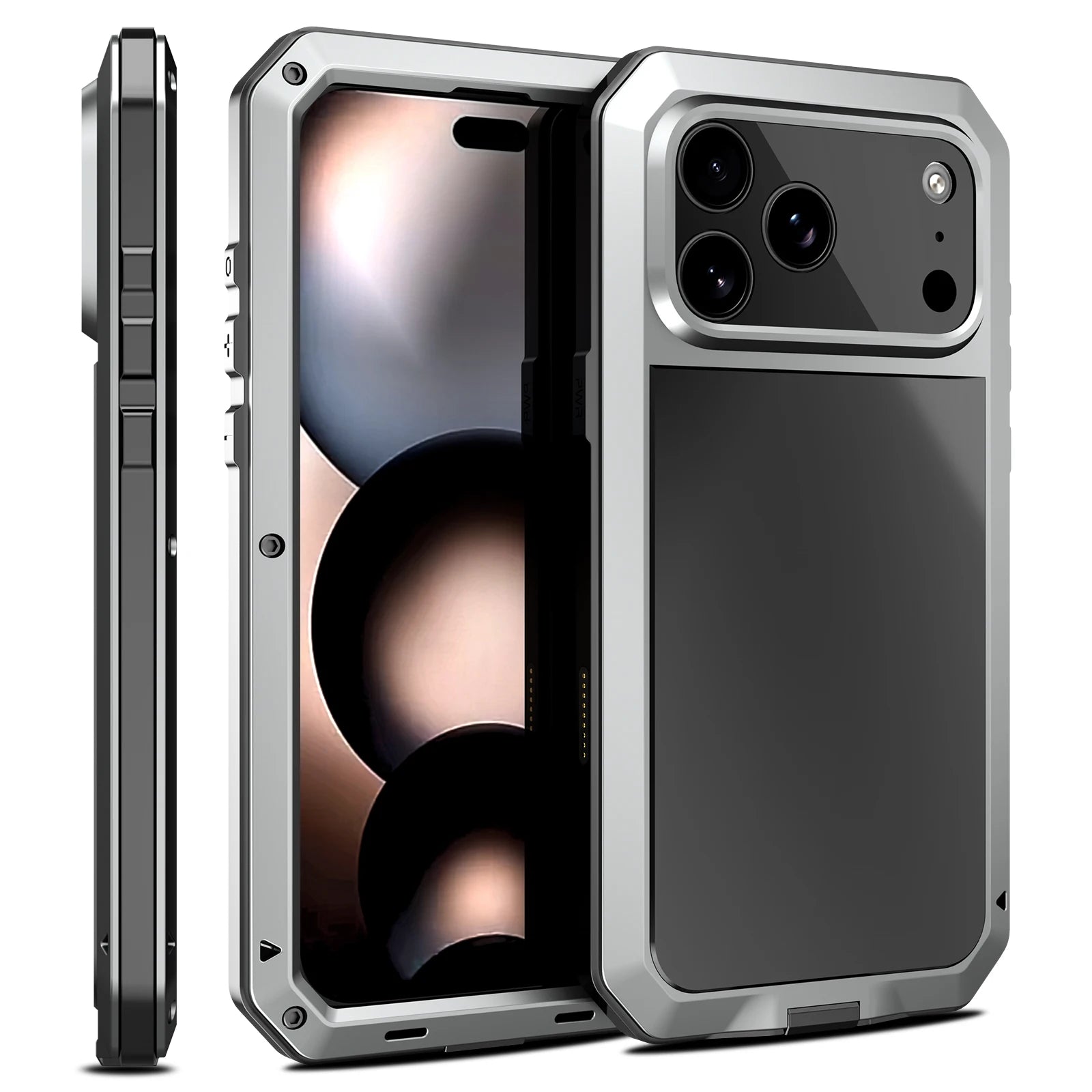 Luxury Heavy Duty Case For iPhone 17 16 15 Pro Max Plus Metal Heavy Duty 360 Full Body Shockproof Armour Protective Cover Fundas