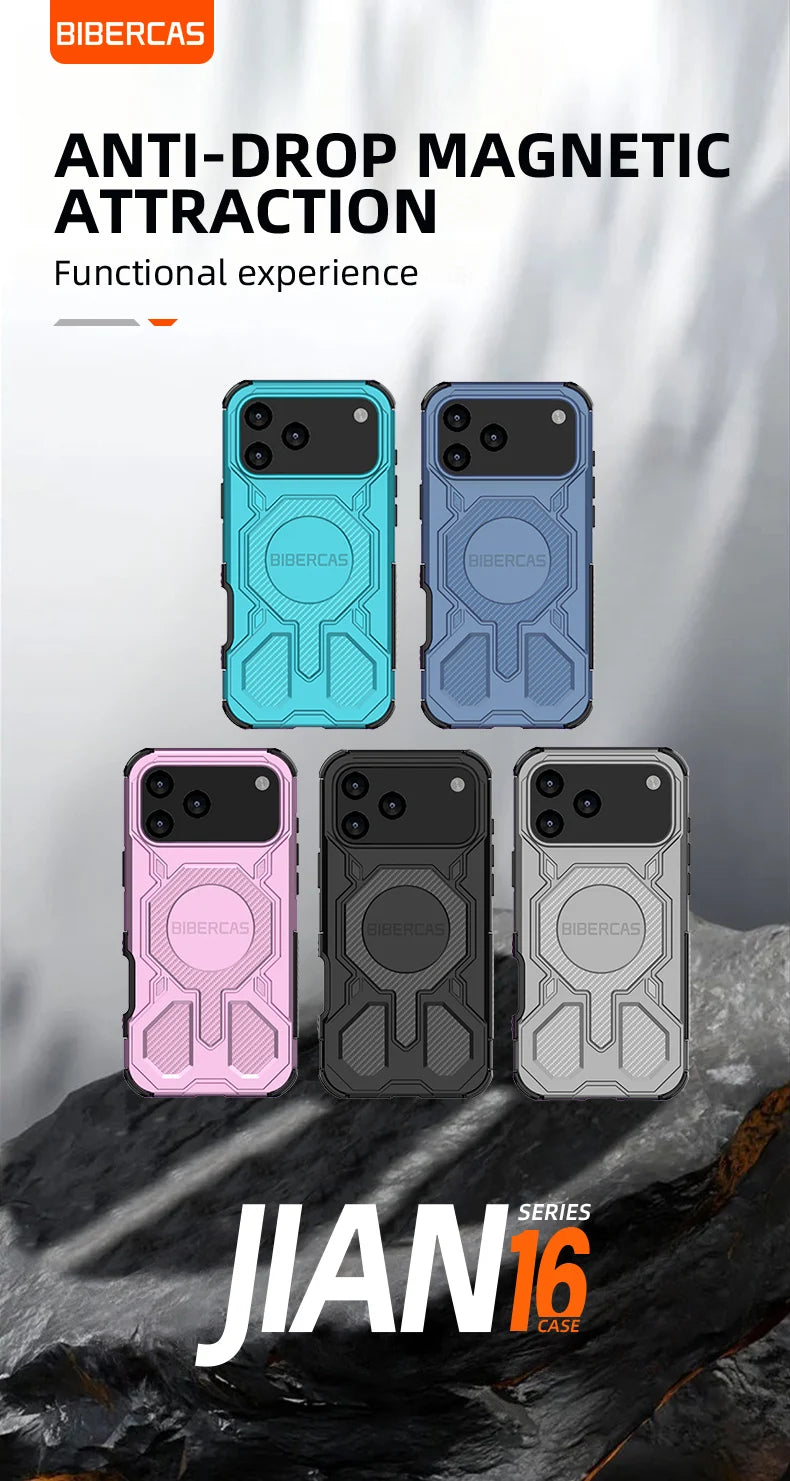 Military Armor Phone Case For iPhone 17 16 15 14 13 Pro Max 17Air 16E Magnetic Wireless Charging Anti-Drop Protective Cover