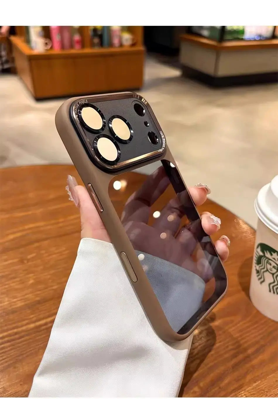 Lenovo Luxury Orange Shield Matte Transparent Phone Case For iPhone 16 17 Pro Max New Metal Buttons Skin Feel Shockproof Cover