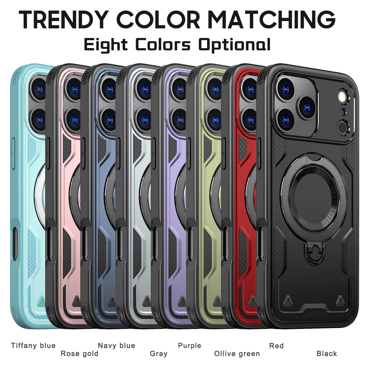 Armor Shockproof Case For iPhone 11 12 13 14 15 16 Plus 16e Air 17 Pro Max 360° Rotating Magnetic Stand TPU Plastic Back Cover
