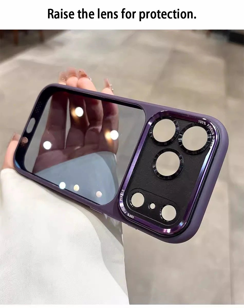 Lenovo Luxury Orange Shield Matte Transparent Phone Case For iPhone 16 17 Pro Max New Metal Buttons Skin Feel Shockproof Cover