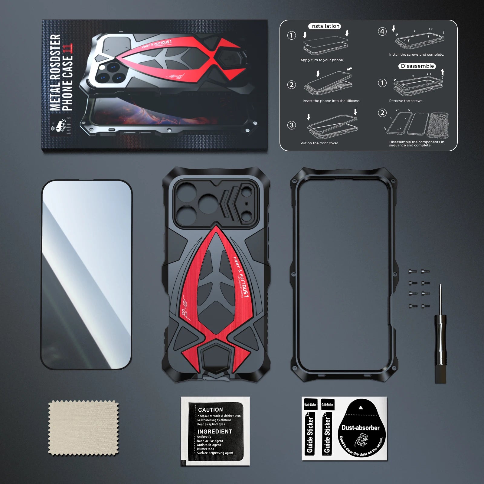 Original Luphie Metal Armor Case For Apple Iphone 17 16 15 14 13 Pro max Military Shockproof Rubber Full Rugged Shockproof Cover