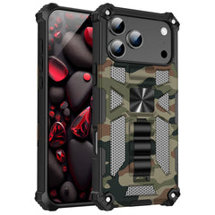 Military Camouflage Armor TPU Case For iPhone 17 Pro Max/17 Pro/Air 16 15 14 13 12 11 16E Built-in Kickstand Magnetic Cover