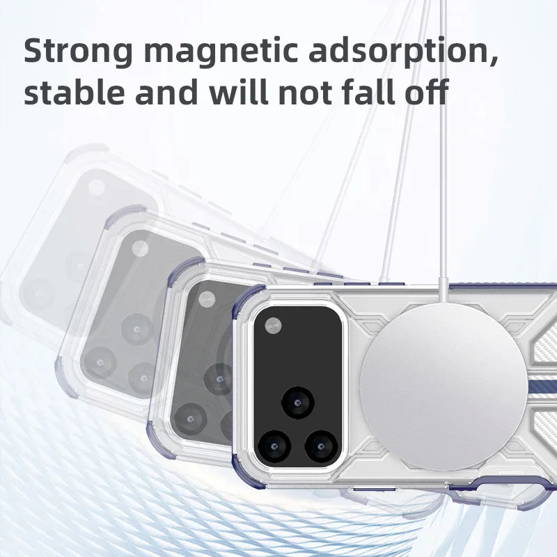 Military Armor Phone Case For iPhone 17 16 15 14 13 Pro Max 17Air 16E Magnetic Wireless Charging Anti-Drop Protective Cover